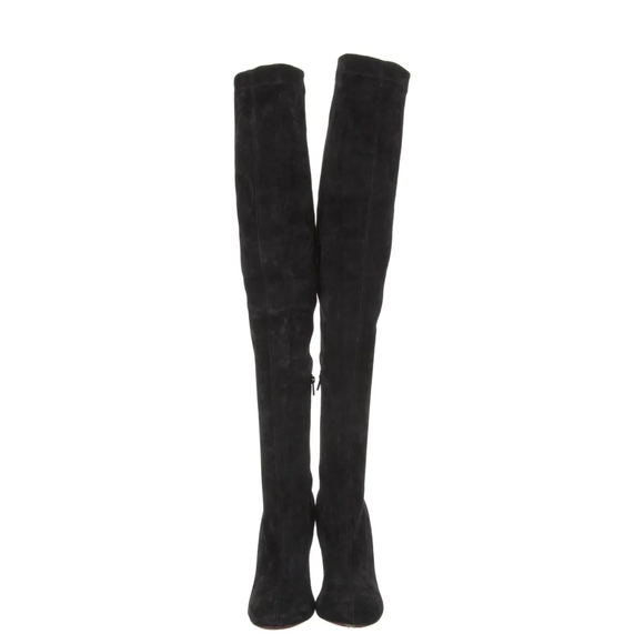 Christian Louboutin Black Over-the-Knee Boots with Studded Heel - Picture 3 of 5